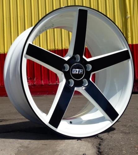 STR RACING-607 WHITE/BLACK 19X10 5X4.75/5X120+20 **STAGGERED ONLY**